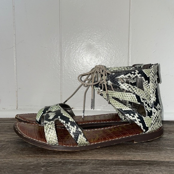 Sam Edelman Gwenna Snake Skin Lace Up Sandals 8 M - Picture 2 of 7
